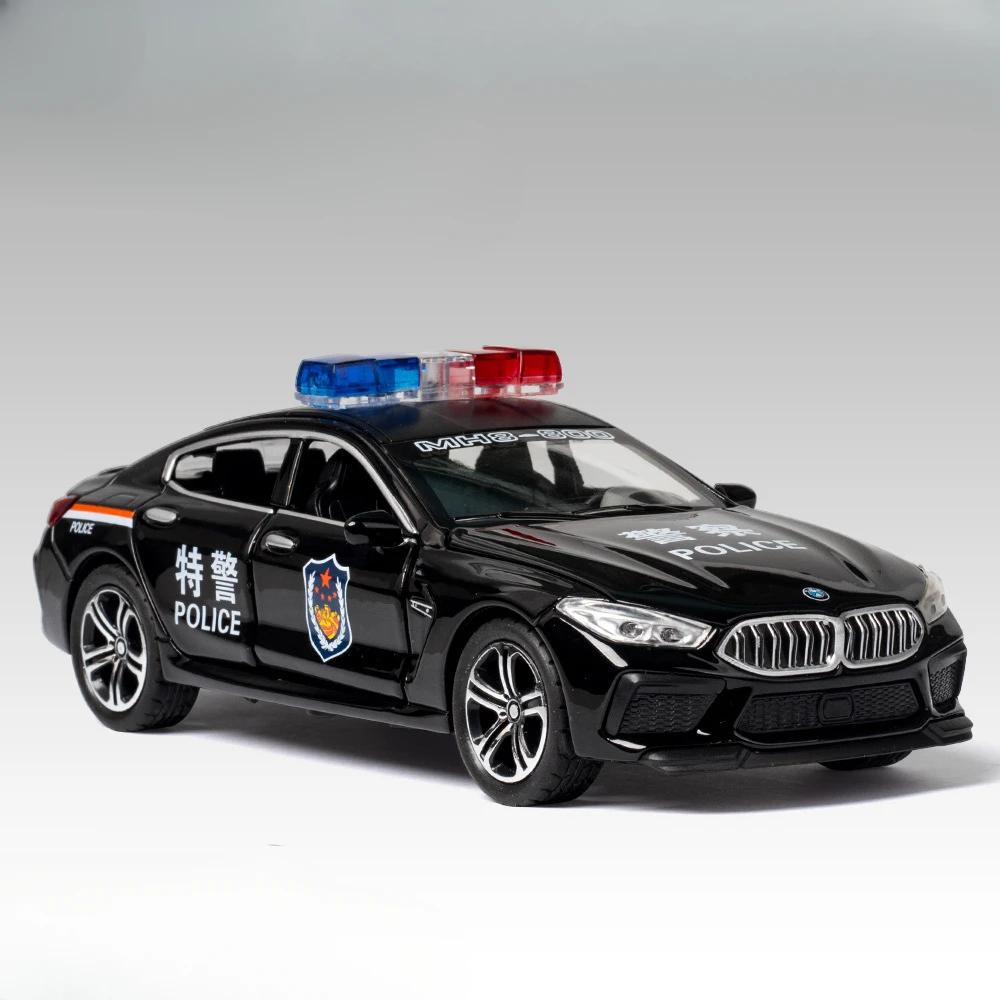 Scale 1:32 M8 Police Car Model Toy Metal Diecast Pull Back 110 Simulation Vehicle Models Doors Opened Boys Collection Gifts