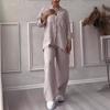 YYFS Pantaloni da donna a maniche lunghe con stampa tinta unita primavera autunno moda casual