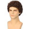 Synthetic Realistic Big Curly Wigs for Men Black Fluffy Elastic Curls Hair Short Afro Wig Daily Breathable Man Wig Daily Cosplay