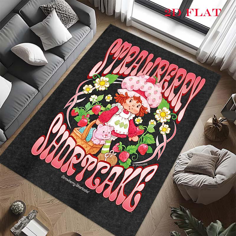 Strawberry Shortcake  Carpet Rug for Living Room Bedroom Home Sofa Decoration,Kids Play Nonslip Floor Mat