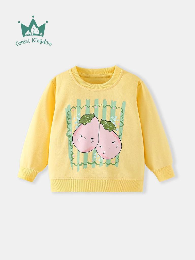 Casual Autumn/Winter Girls' Sweatshirt with Eggplant Print, Round Neck, for 26-Year-Olds, In Stock