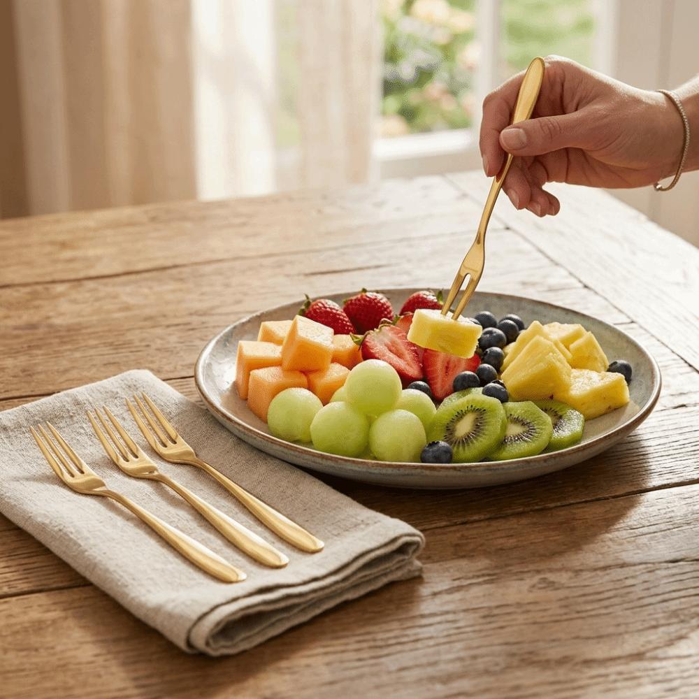 5Pcs Mini Size Snack Fork Rustless Steel Fruit Pick Fork Reusable Dessert Fork Dessert Tasting
