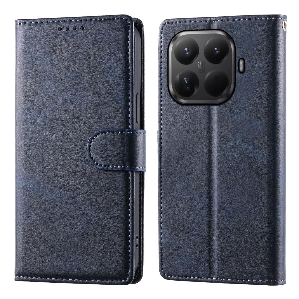 For Xiaomi 15T Pro Case Stand Wallet Calf Texture PU Leather Flip Phone Cover with Wrist Strap