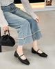 2025 new summer soft leather square head Mary Jane shoes fairy style gentle and versatile one-word buckle shallow mouth single shoes