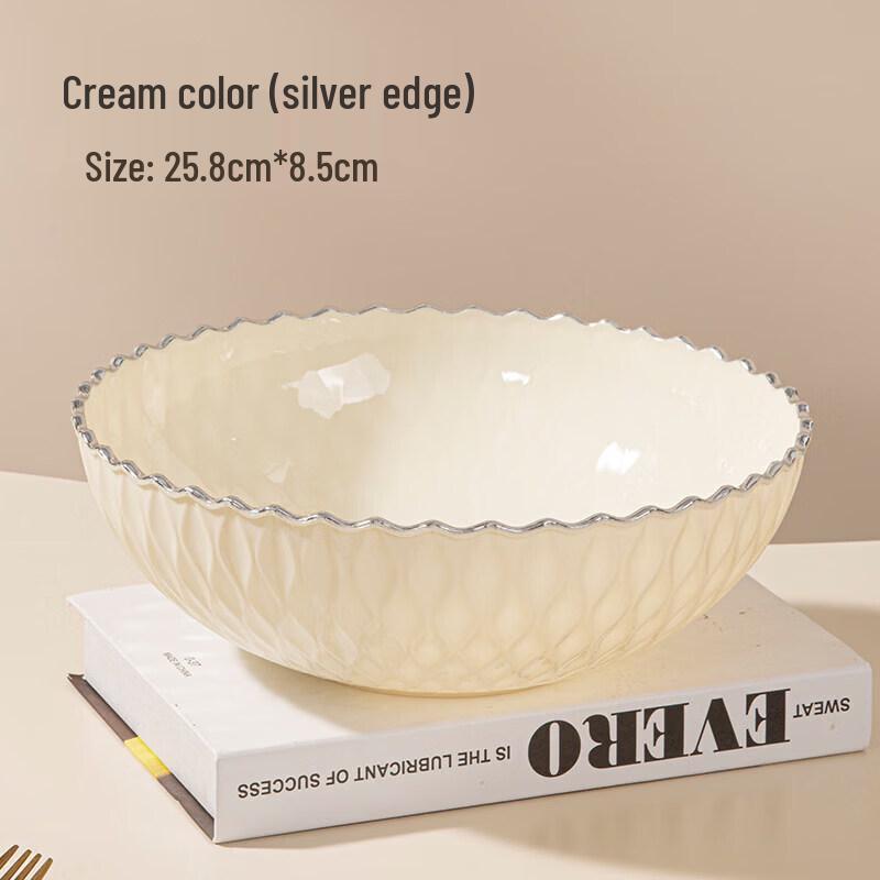 Qiwei Elegant Wavy Gold-Rimmed Plastic Fruit Plate