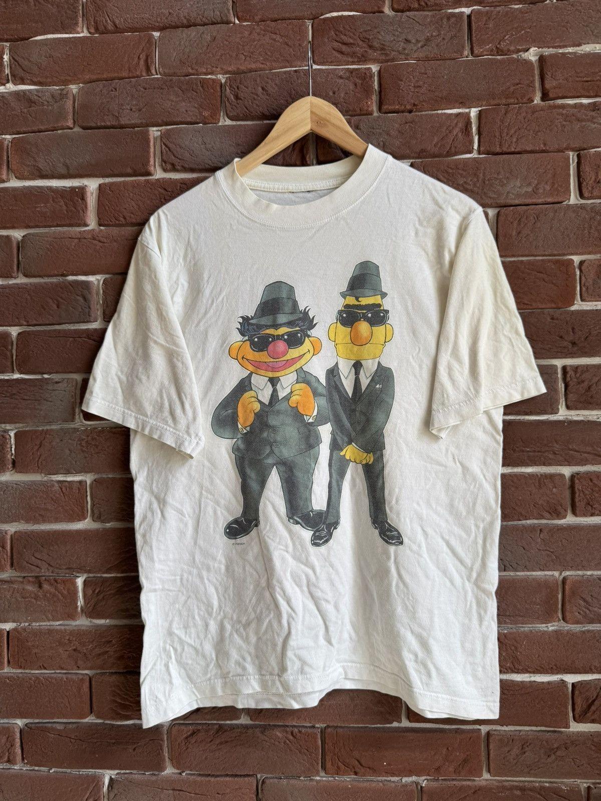 90s Vintage Sesame Street Bert Ernie Man in Black Unisex T-Shirt S