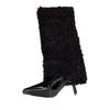 Mode Pelz Damen Hohe Stiefel Spitzschuh Hohe Absätze Luxusschuhe Warm Mode Frau Schneestiefel 2025 Designer Sexy Elegant Botas De Mujer