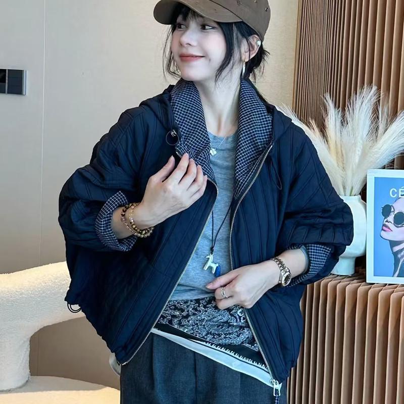 Geacă de bumbac căptușită ușoară cu glugă pentru femei - Casual, călduroasă, haină scurtă pentru toamna/iarna 2025