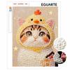 Frameless Pearl Painting Kit Cute Cat With Chicken Hat DIY 3D Bead Canvas Art Relaxing Leisure Craft for Adults Wall Decor Gift