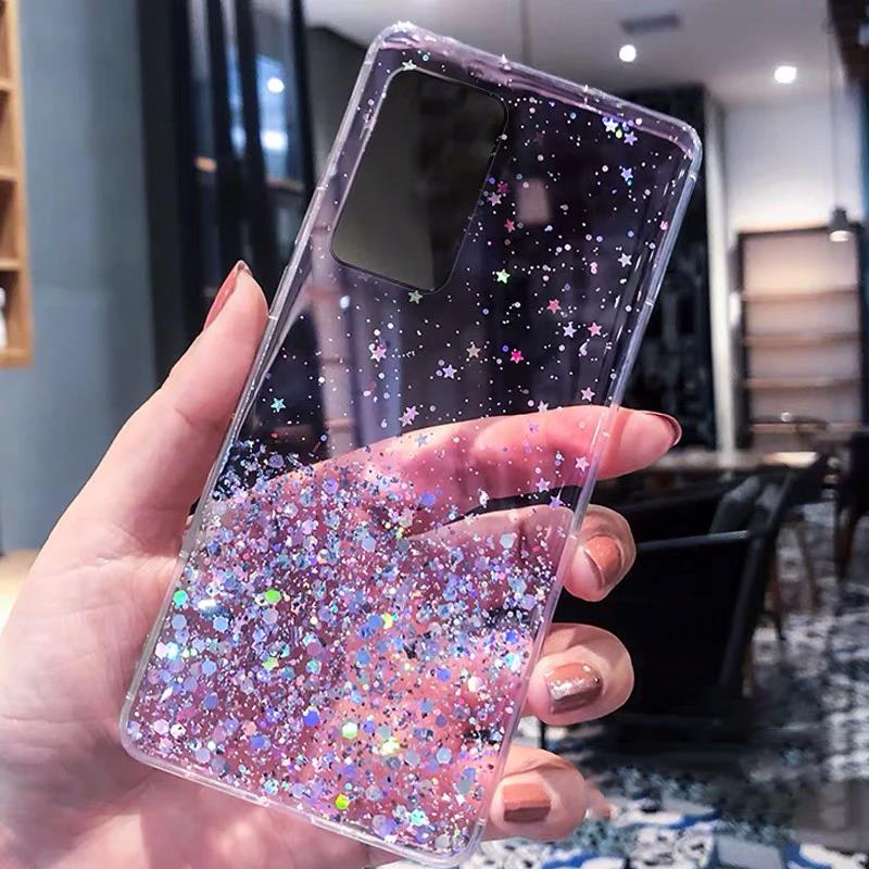 Luxury Glitter Case For Huawei P30 P40 P50 P20 Pro Lite Transparent Soft Back Case For Huawei P9 P10 Plus Shockproof Back Cover
