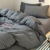 Retro Striped Four-piece Set, Cotton Pure Cotton 100 Washed Cotton Bed Sheet Quilt Cover, Male Student Dormitory Bed Three-piece Set 1