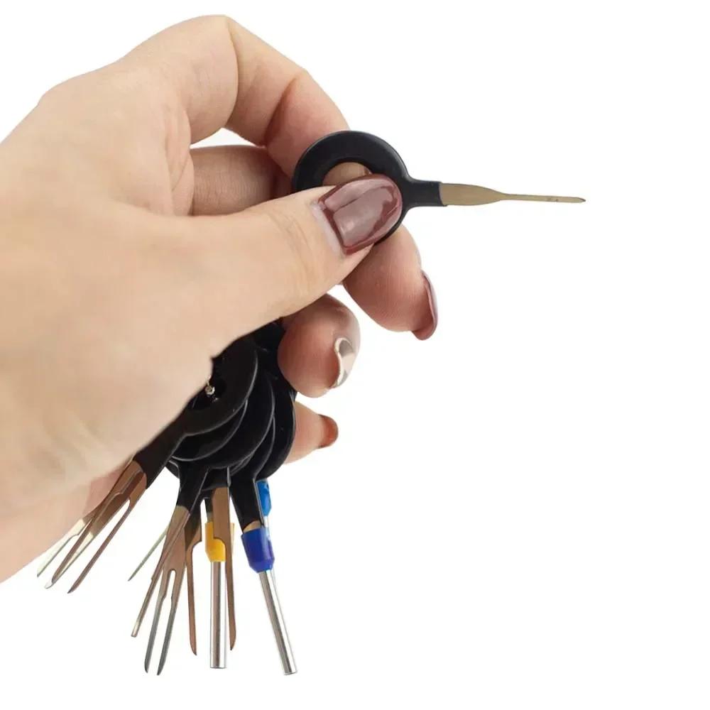 11pcs Car Terminal Removal Tools Terminal Picking Needle Wire Plug Connector Puller Release Pin Extractor Car Plug Repair Tools