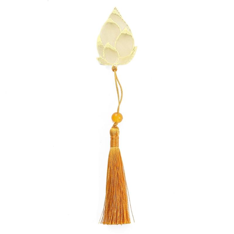 5 Pcs Chinese Style Bookmarks Page Markers Reading Bookmarkers Leaf Shape Bookmarks Metal Bookmarks with Tassels