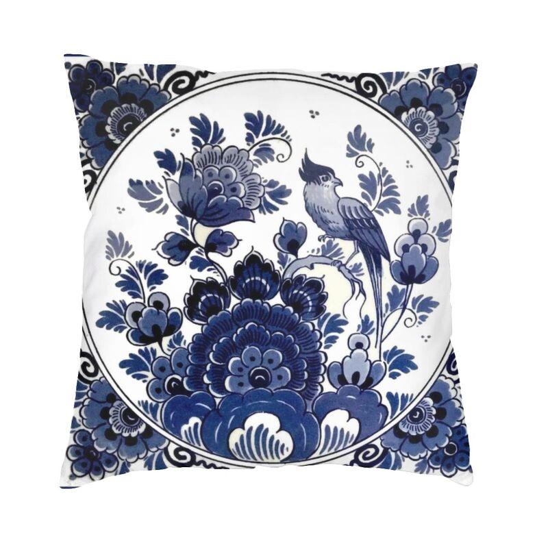 Dutch Blue Delft Cushion Cover 40X40Cm Vintage Windmill And Bridge Art Pillow Case For Sofa Square Pillowcase Home Decorative