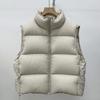 Women's White Duck Down Sleeveless Stand Collar Vest - Korean Style, Versatile, Warm and Thickened for Autumn and Winter.