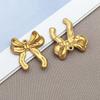Gold Stainless Steel Bow Necklace & Bracelet Set - Versatile Pendant, Charm, DIY Earrings, Fashion Jewelry Accessories.