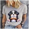 Cotton  Cute Bernese Mountain Dog Graphic T Shirt Women Lovely Fluffy Puppy Heart Paws Print Short Sleeve Tee Gift For Dog