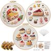 1 Set Cake Embroidery Kit with Hoop Threads Needles Pre-Stamped Dessert Cross Stitch Craft
