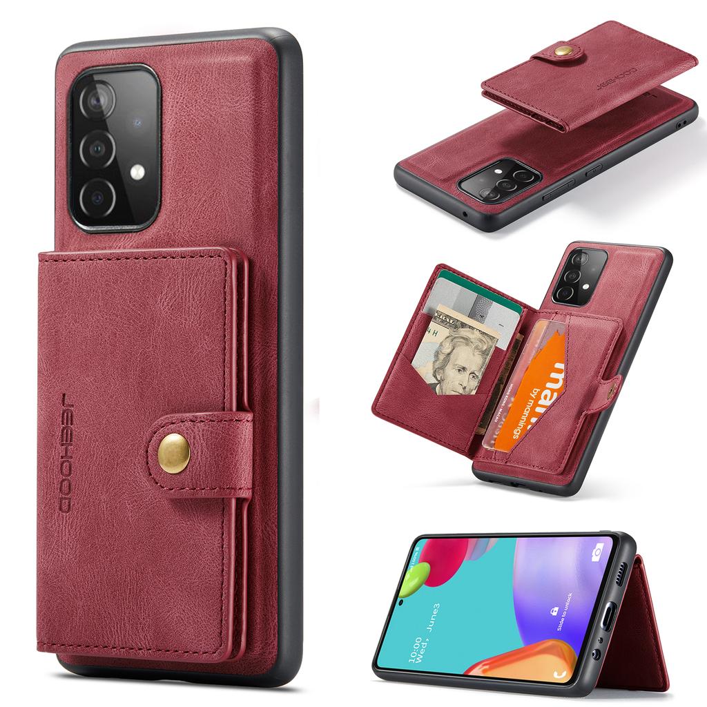 JEEHOOD J01 For Samsung Galaxy A52 4G/5G/A52s 5G Case Leather+TPU Detachable Phone Cover Card Bag