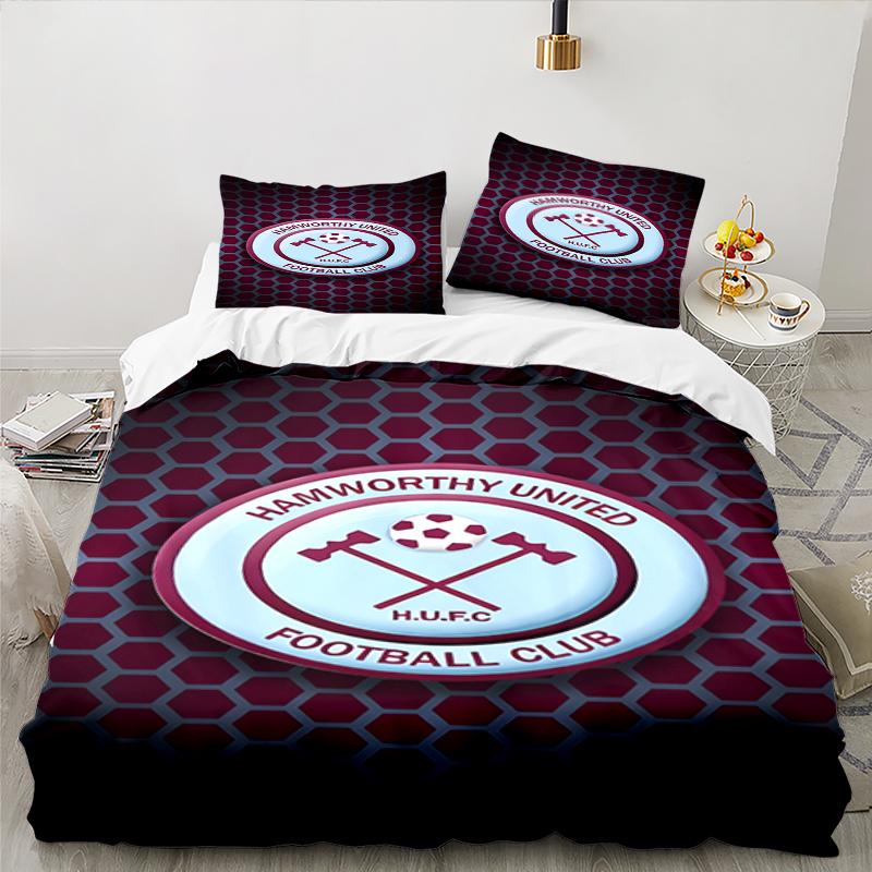 3PCS Football Club Ham-worthy Homes Bedding set,Ideal For1pc Duvet Cover And 2pcs Pillowcases Perfect for Christmas,Ideal for Bedroom, Dormitory