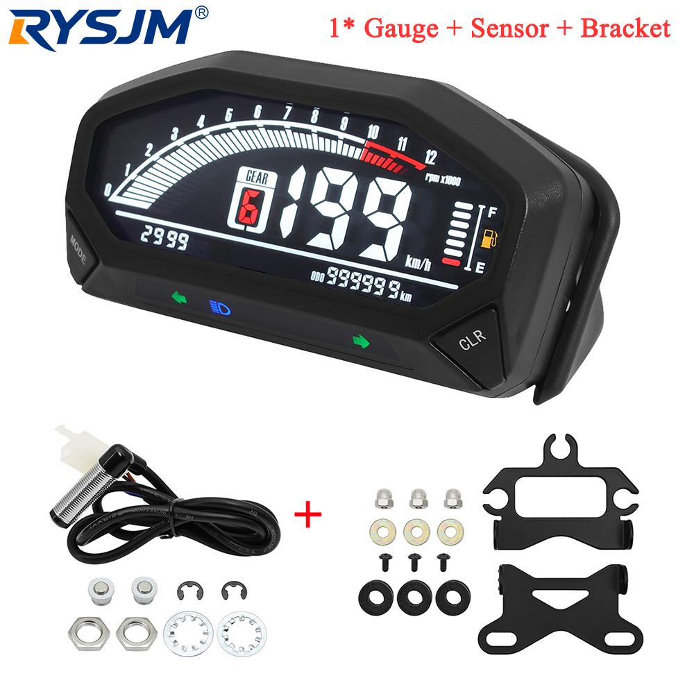 12V Universal Motorcycle Speedometer Digital Dash LCD RPM Odometer Tachometer With Sensor Bracket For 1/2/4 Cylinder Motorbike