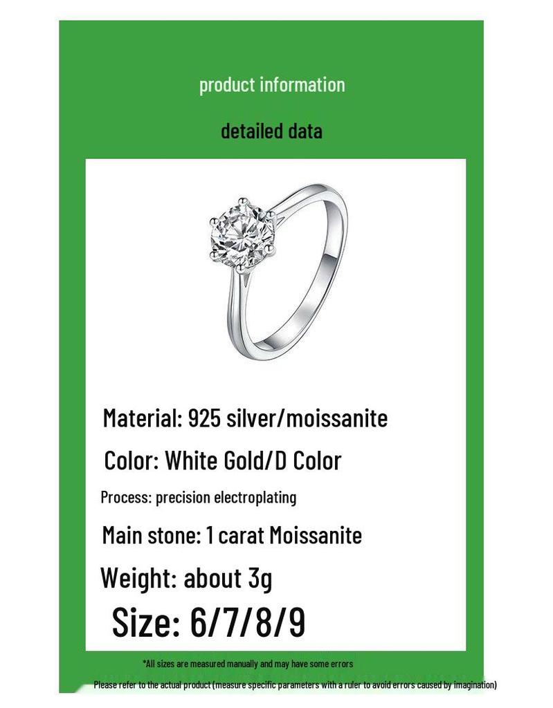 Crown Classic Six-Prong Moissanite Ring, 1 Carat D Color Stone, Perfect Gift for Her