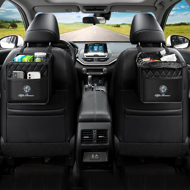 Car Rear Seat Back Storage Bag Car Stickers For Alfa Romeo Giulia Giulietta Tonale MITO Stelvio Brera fw6