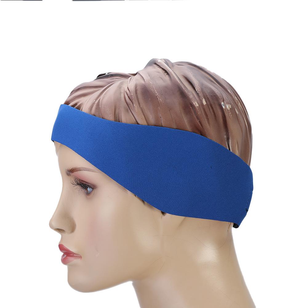 Children Adult Swimming Ear Head Band Neoprene Elastic Hairband Swimming (Blue L)
