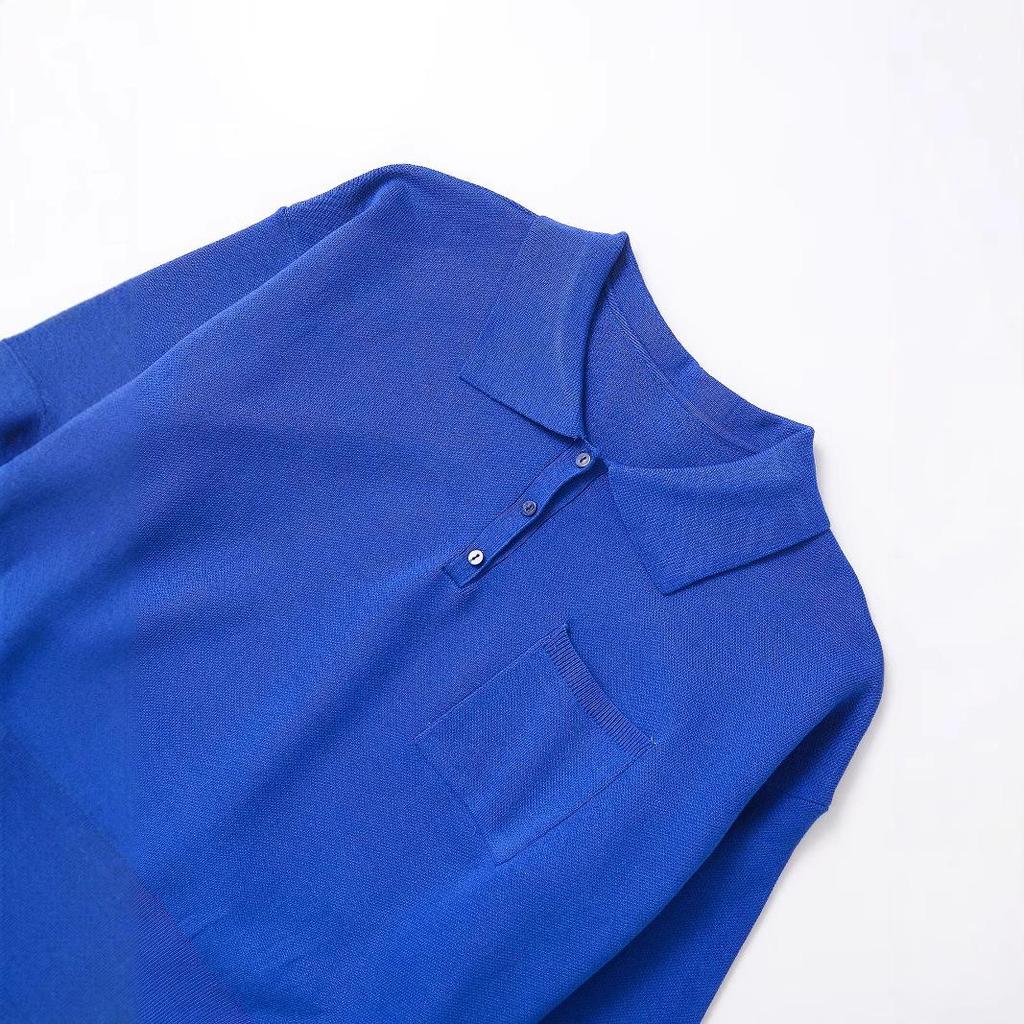 Spring 2025 Women's European & American Style Casual Knit Sweater with Pocket Detail