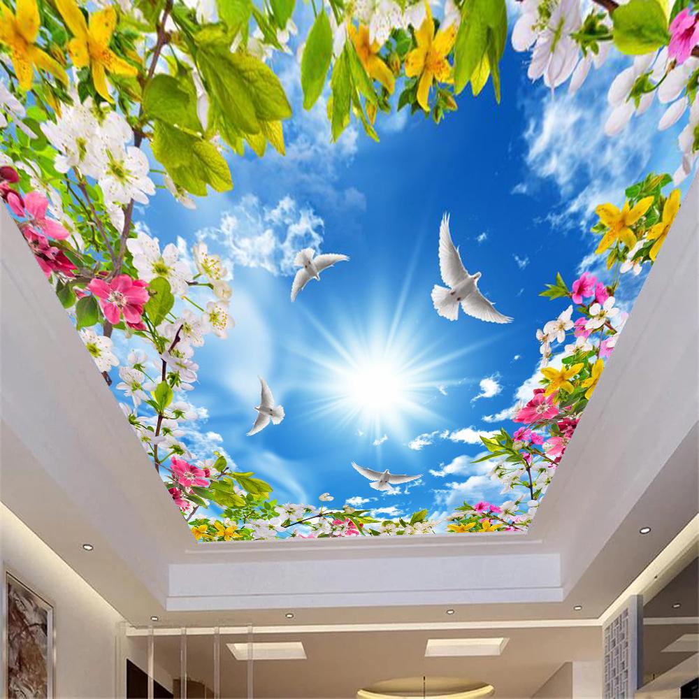 

Sunshine Cloud Wallpaper, Ceiling Flower Blue Sky 3d Wall Murals Suitable For Bedroom Living Room Mural Home Decor 200 cm(W) x 140 cm(H)