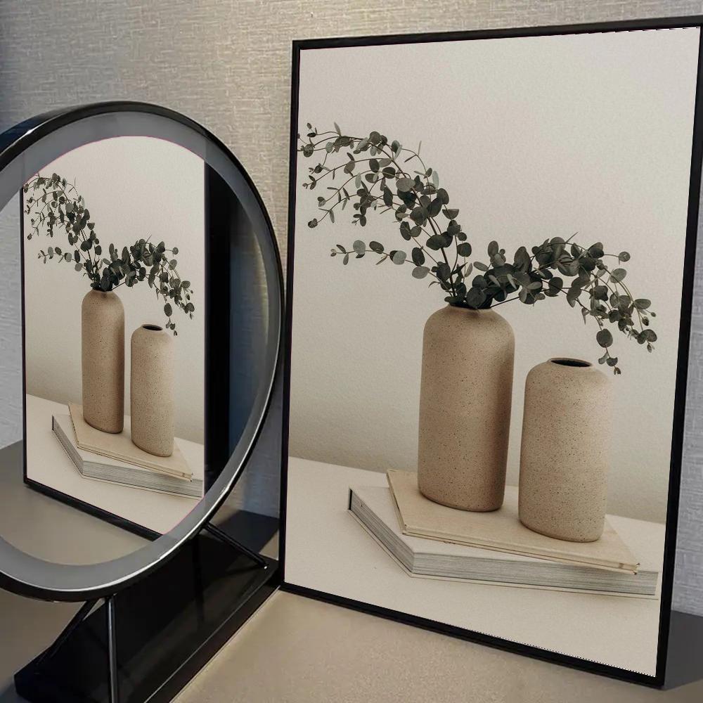 1pc Vintage Minimalist Wall Art Italy Olive Tree In Vase Poster Self-adhesive Art Waterproof Paper Sticker Wall Decor