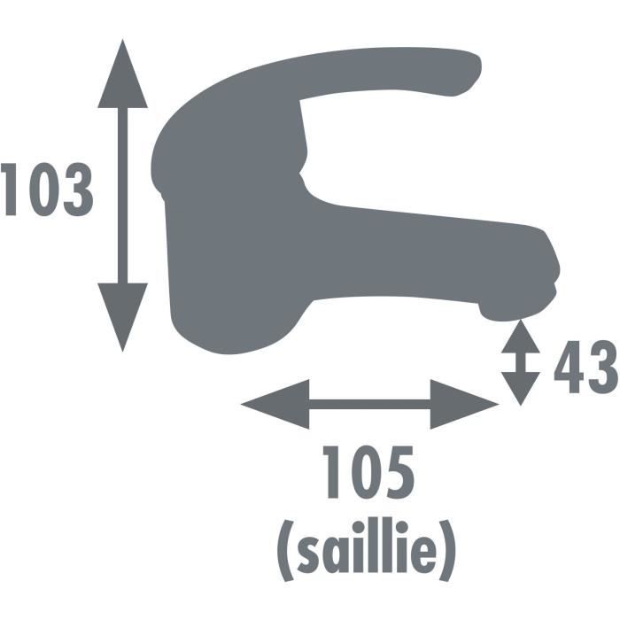 Mitigeur lavabo - EDOUARD ROUSSEAU - Cardiff - Cartouche céramique Ø 40 mm - Aérateur réducteur de débit - Bec fixe - Chromé