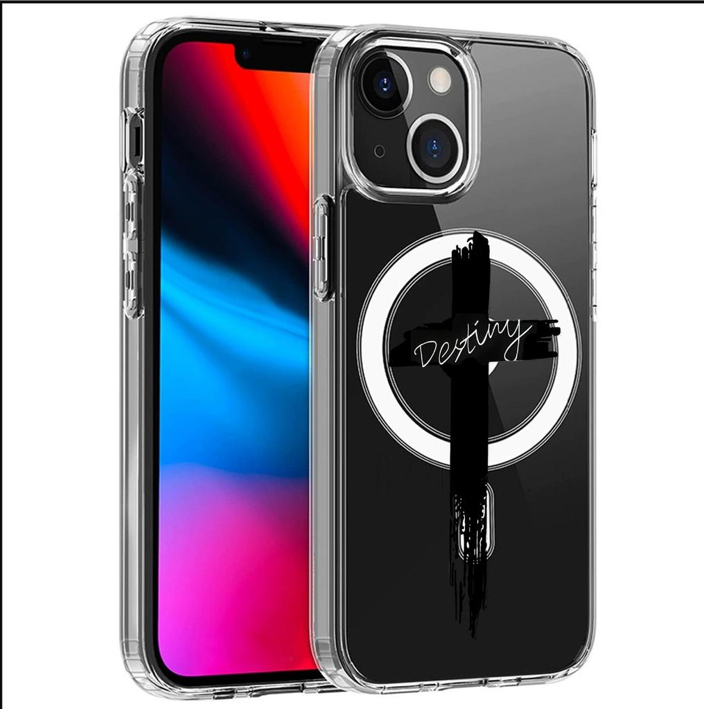 Cross Magnetic Transparent Full Coverage Phone Case for iPhone 15/16/17 Pro Max