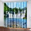 Nature Landscape Sunshine Forest Semi Blackout Curtain Set of 2 Panels for Bedroom Living Room Kitchen Office Home Decoration
