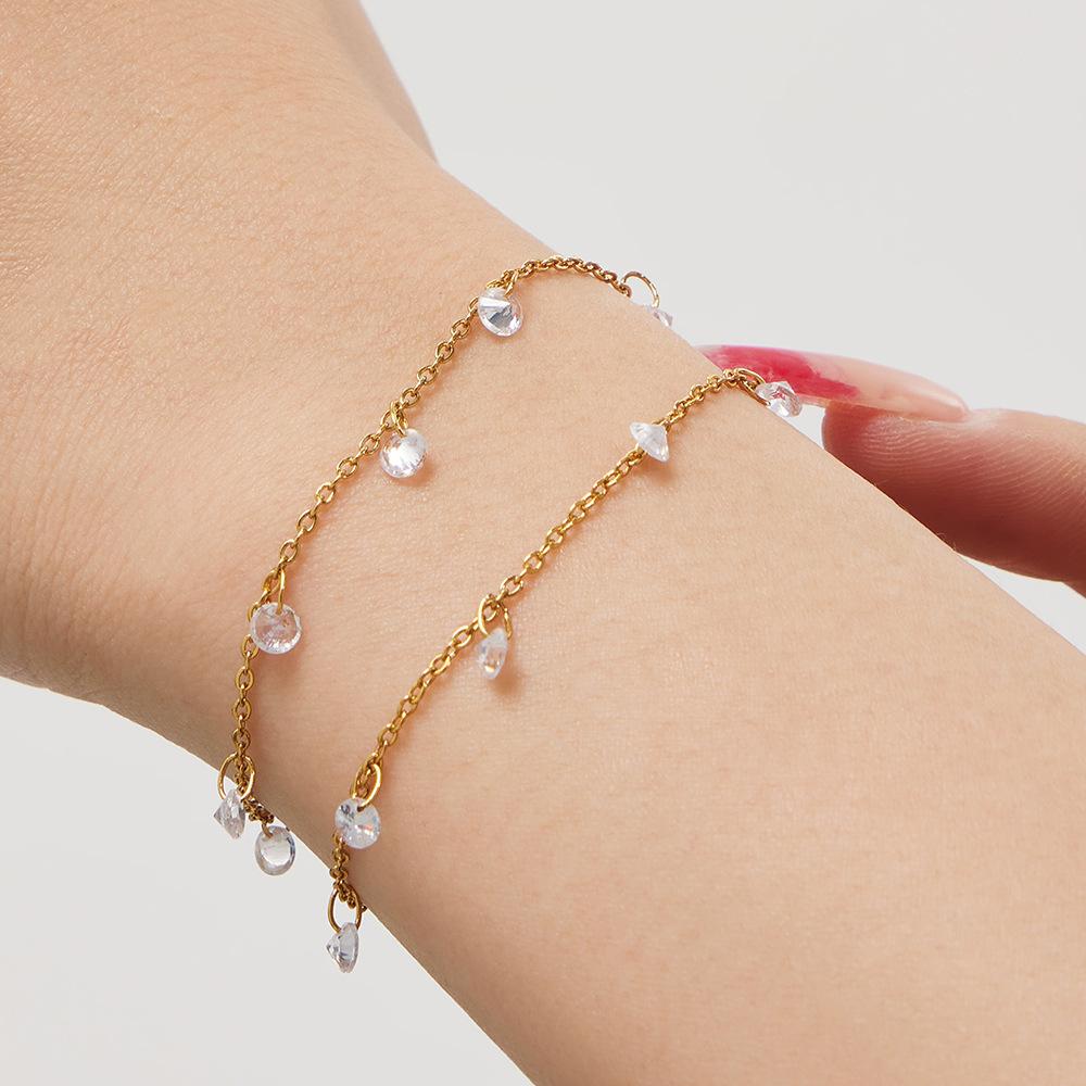 European American Luxury 18K Gold-Plated Zirconia Necklace & Bracelet Set
