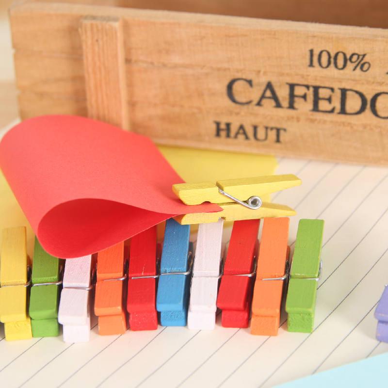 100PCS Small Mini Natural Colorful Wooden Photo Clothespin Craft Decoration DIY Memo Clips Pegs
