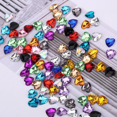 10 Stück 14 mm Herz-Kristall, mehrfarbig, Spacer-Charms, lose Perlen, zartes Glas, DIY-Schmuckzubehör