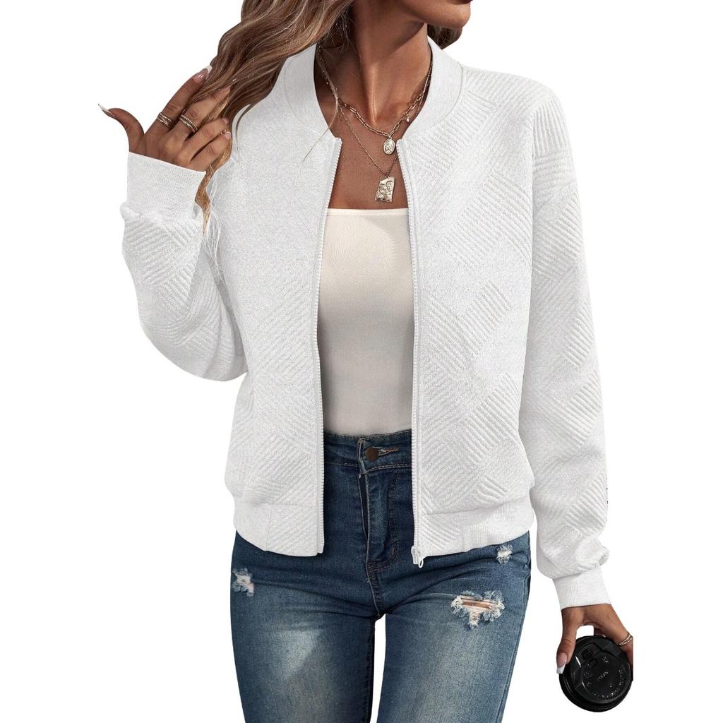 Women's Clothing, Autumn and Winter New Styles, Solid Color, Zipper Jacket, Baseball Collar, Casual Jacket, Women's