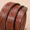 Retro Trend Embossed Belt Men's Genuine Leather Copper Buckle First Layer Cowhide Belt