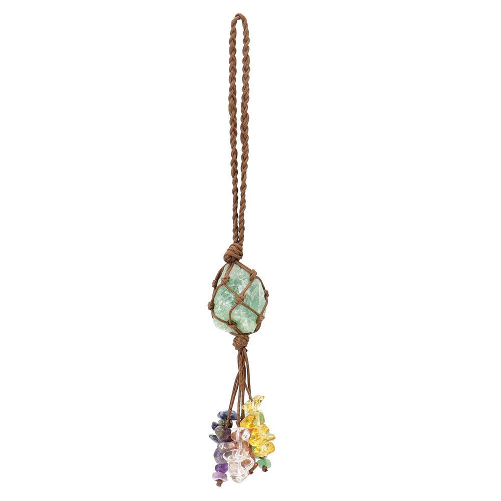 Seven-Color Crystal Pendant with Hand-Woven Tassel for Car or Home Decor