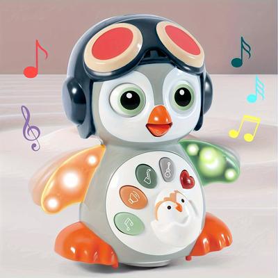 Babyspielzeug Pinguin, Musikspielzeug für Kleinkinder ab 6 Monaten, Spielzeug für die Bauchzeit mit Musik und Lichtern, leuchtendes Lernspielzeug, tanzendes und krabbelndes Babyspielzeug
