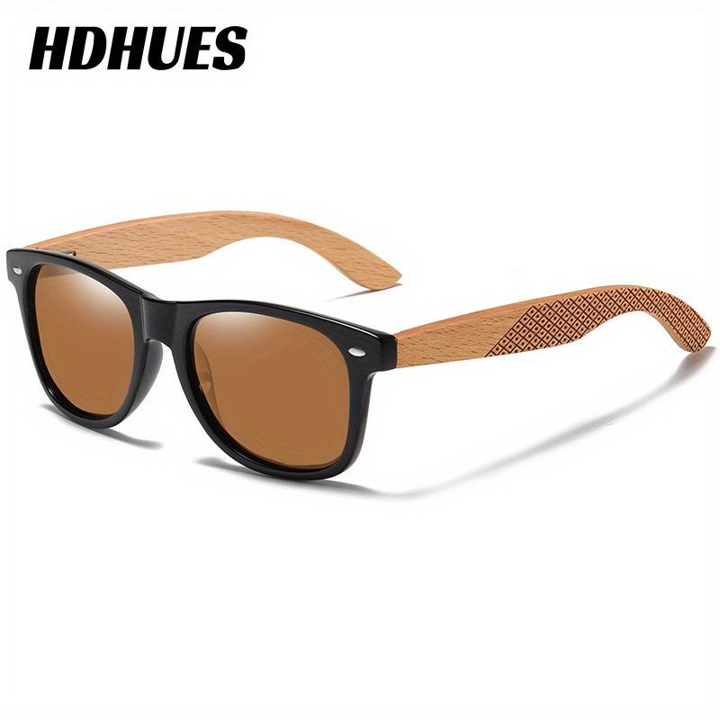 

HdHues Унисекс Бамбуковые Поляризованные Солнцезащитные Очки Для Уличных Дорожных Винтажных Бамбуковых Ножек, UV400