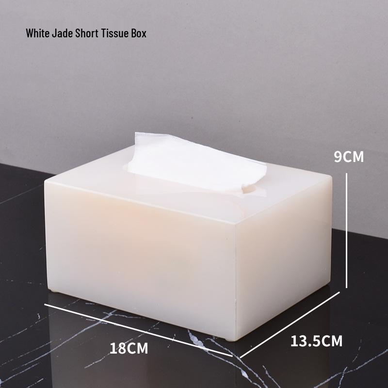 Lux White Jade Bathroom Set: Basin, Tray, Tissue Box, Lotion Dispenser - 4 or 5 Piece Set