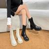 Martin Boots Women's Autumn and Winter New Small Heightening Platform Short Boots Beige High-heeled Thick-heeled Boots