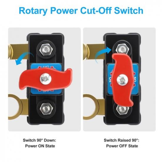 2Pcs 12V & 24V DC Battery Disconnect Terminal Switch Isolator Cut Off for Car RV