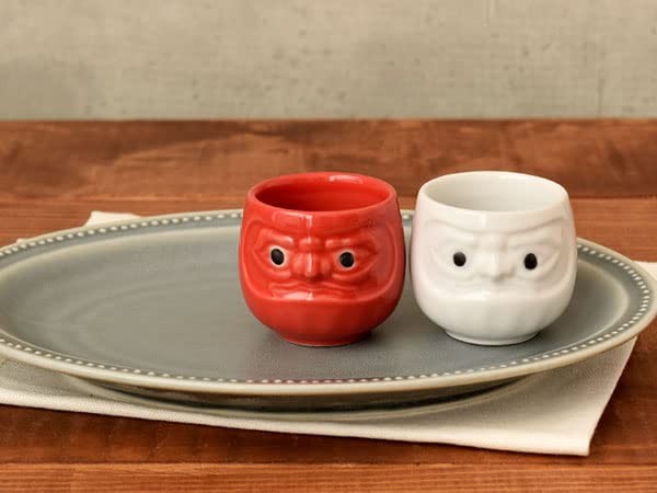 Tableware East Sake Lucky Mino Red Cup, Daruma, Charm, Ware,