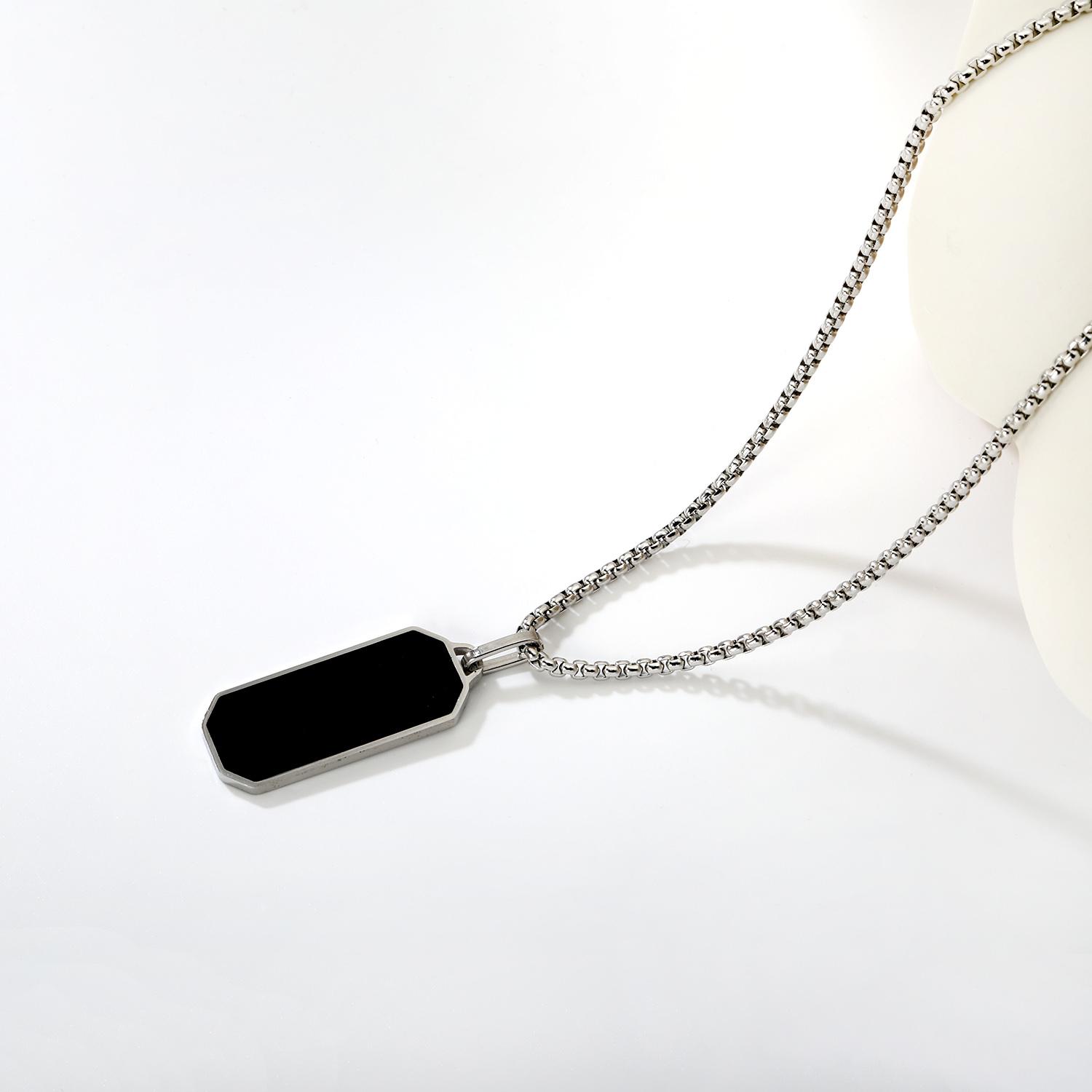 

Kpop Gothic Stainless Steel Black Rectangular Pendant Necklaces for Women Men Pendant Collar Waterproof Punk Jewelry