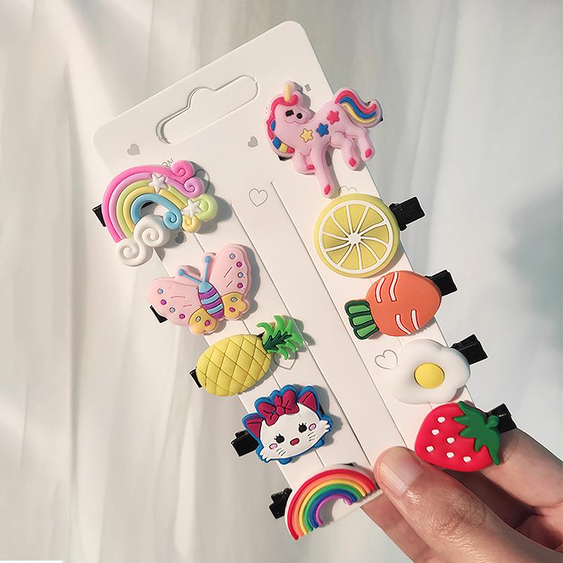 10 bucăți/set noi agrafe de păr cu unicorn drăguț de desene animate pentru fete, agrafe de păr colorate, dulci, pentru copii, accesorii de păr pentru fete