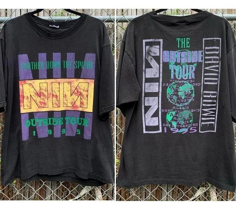 

1995 Nine Inch Nails & David Bowie The Outside Tour 2 Side Black Unisex T-shirt Unisex T-Shirt XXL
