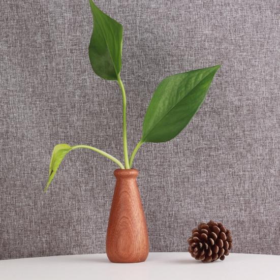 Mini Vaso de Madeira para Flores Secas Feito à Mão Vaso de Flor de Madeira Natural Pequeno Vaso Decorativo para Mesa Estante Decoração de Casa